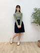 2309086 JP Ruffle Collar Rib Tee - GREEN