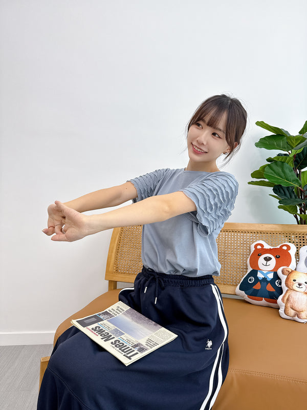 2508016 EM Frill Sleeves Top - Blue