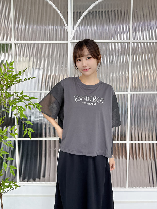 2508017 GP Mesh Sleeves Logo Top - Charcoal