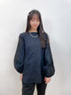 2308058 SK 2-way Sleeves Lace Blouse - BLACK