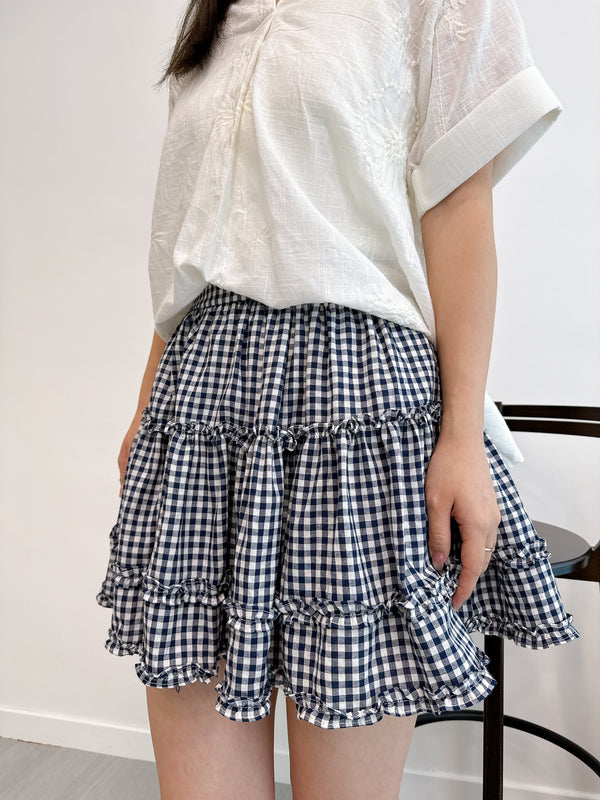 2505031 JF Ruffle Tiered Skirt - Checked