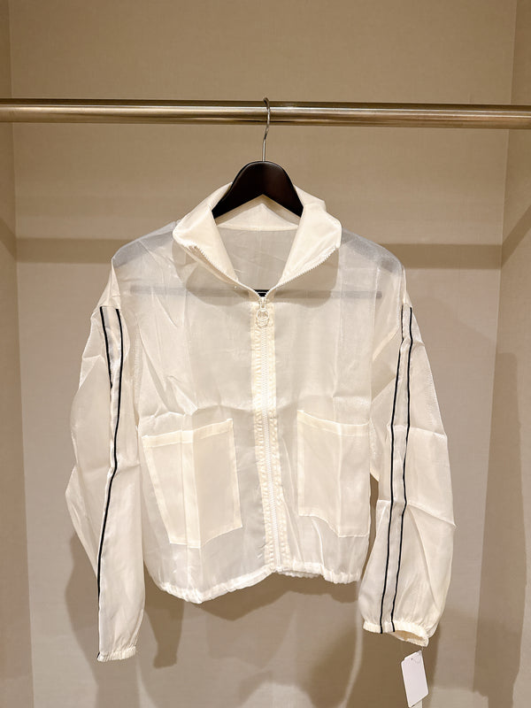 2507081 MAI Sheer Light Zip Blouson - White