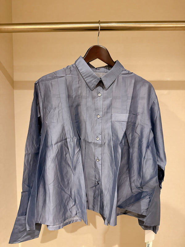 2507080 MAI Tencel Sheer Shiny Shirt - Blue