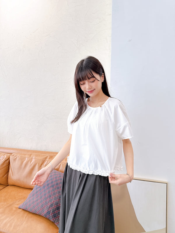 2505029 JF Ruffle Hem Top - White