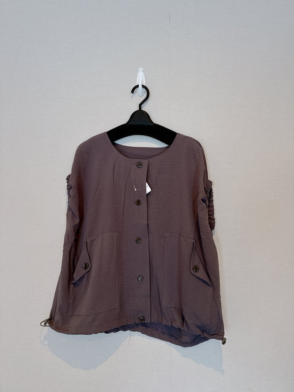 2507129 EV  Buttons Sleeveless Outer - Charcoal