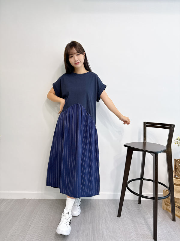 2505060 LUP Linen Blend Stripe OP - Navy