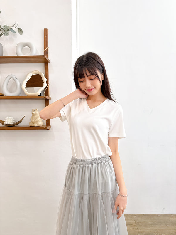 2505002 JF V Neck Basic Tee - Cream