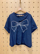 2309001 KR Ribbon EMB Top - NAVY