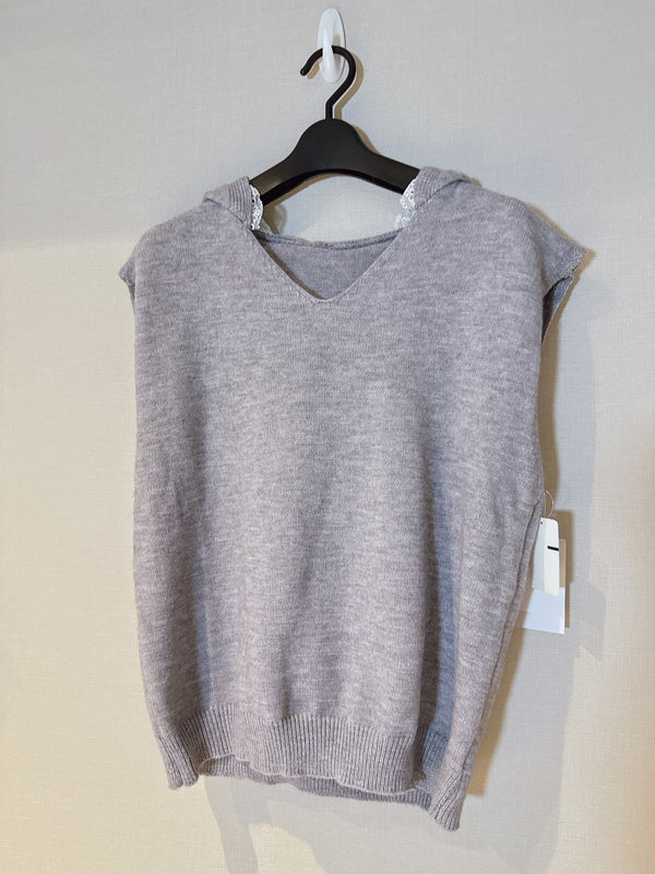 2511119 VER Side Lace Knit Top & Skirt Set - Grey