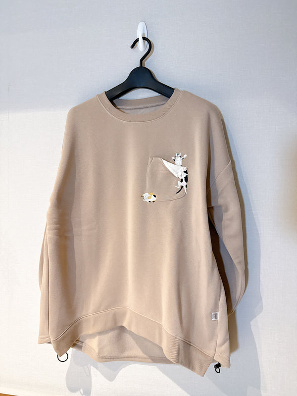 2511061 JT Cat EMB Drawstring Pullover - Beige