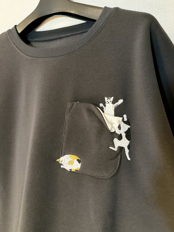 2511061 JT Cat EMB Drawstring Pullover - Charcoal