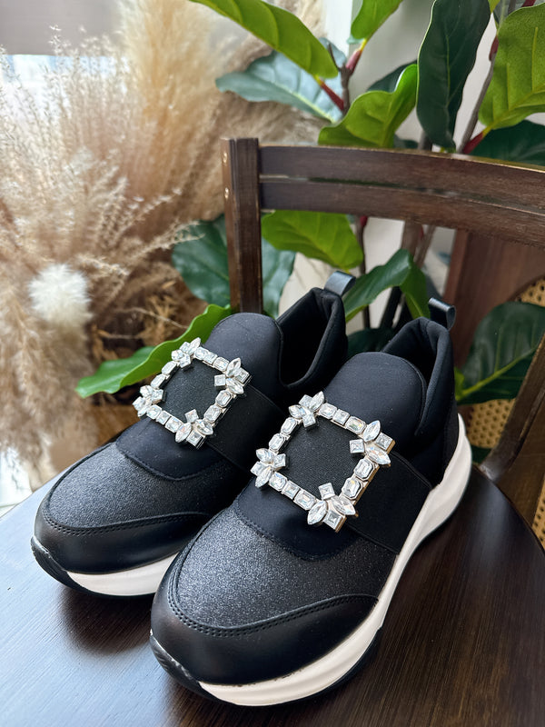 2508022 VI Jewel Buckle Sneakers - Black