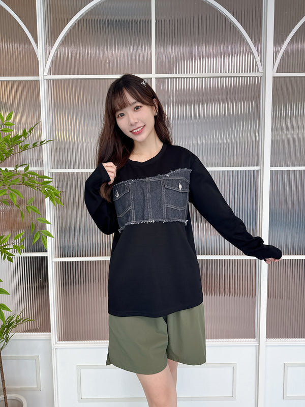 2508046 TU Denim Chest Design Top