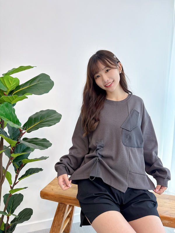 2509011 TU Asymmetrical Pocket Sweatshirt - Charcoal