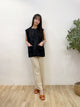 2308072 HU Pocket Back Drawstring Vest - BLACK