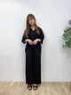 2308074 HU Lace Open Collar Blouse - BLACK