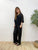 2308074 HU Lace Open Collar Blouse - BLACK