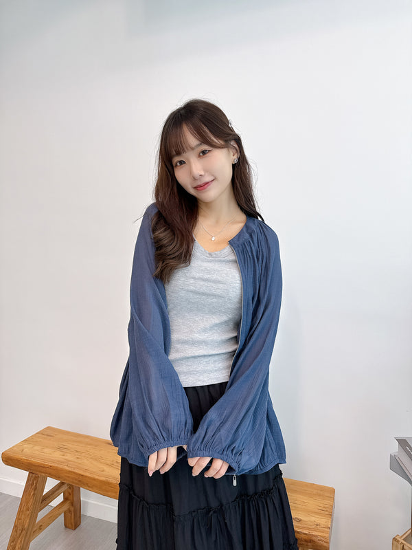 2509006 HA Gathered Blouson - Navy