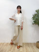 2308074 HU Lace Open Collar Blouse - WHITE