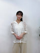 2308074 HU Lace Open Collar Blouse - WHITE