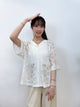 2308074 HU Lace Open Collar Blouse - WHITE