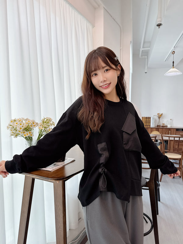 2509011 TU Asymmetrical Pocket Sweatshirt - Black