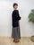 2308075 HU 2Way Jacquard Floral Blouse - BLACK