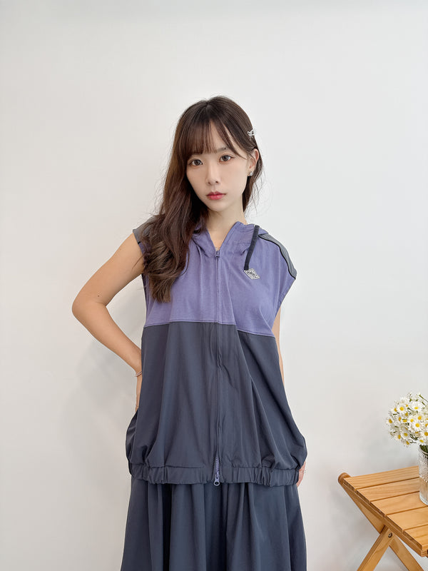 2509001 IR Nylon Switched Colour Hoodie Vest - Purple
