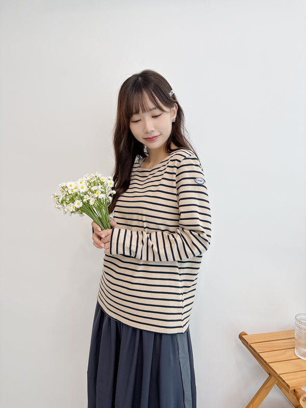 2509005 OM Border Long Sleeves Tee - Brown