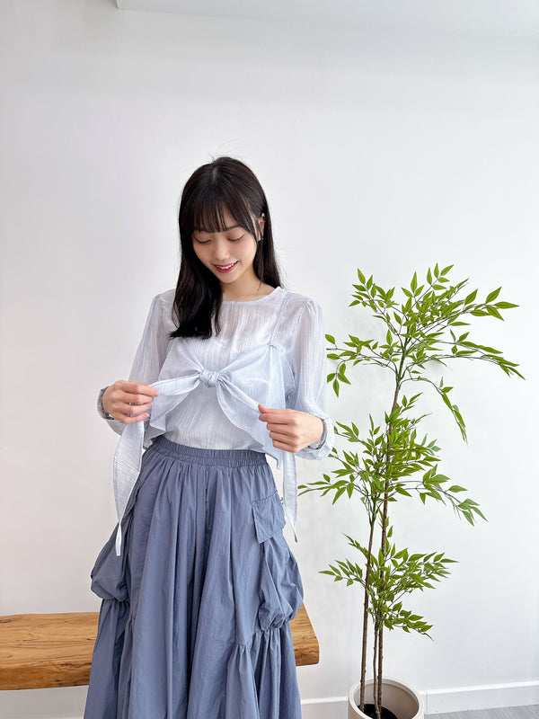2503028 BE Ribbon Bustier Blouse - Blue