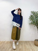 2308083 JA Dots & Stripes Hem Tee - NAVY
