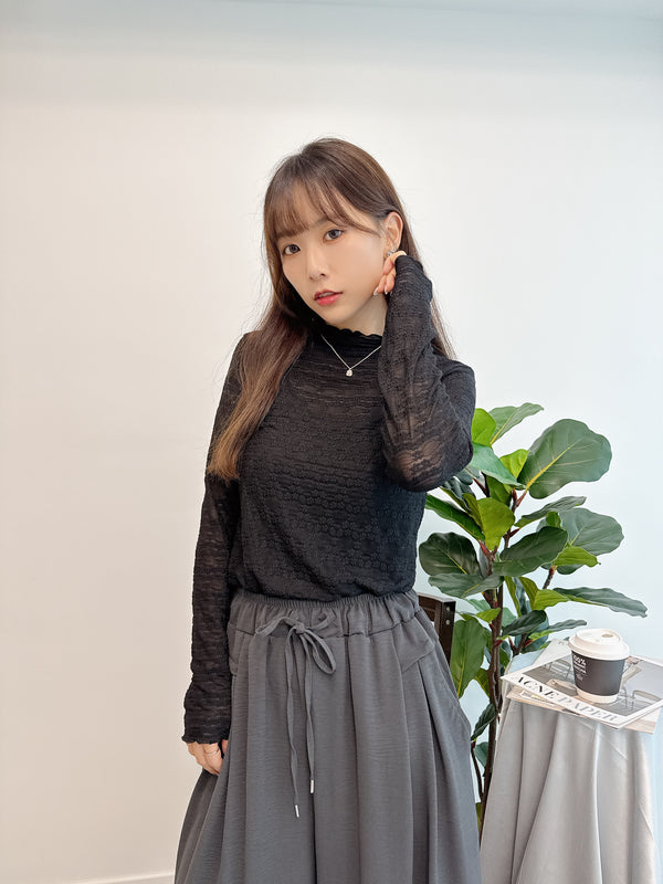 2509026 TU See-through Lace Top - Black
