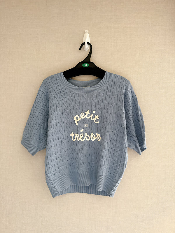 2508021 MB Cord EMB Knit Top - Blue