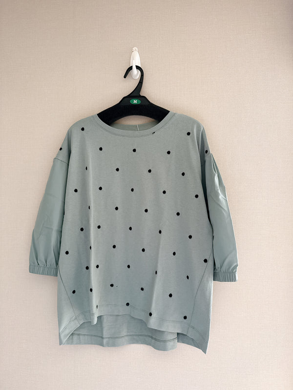 2508036 FP Dotted Mid Sleeves Top - Blue