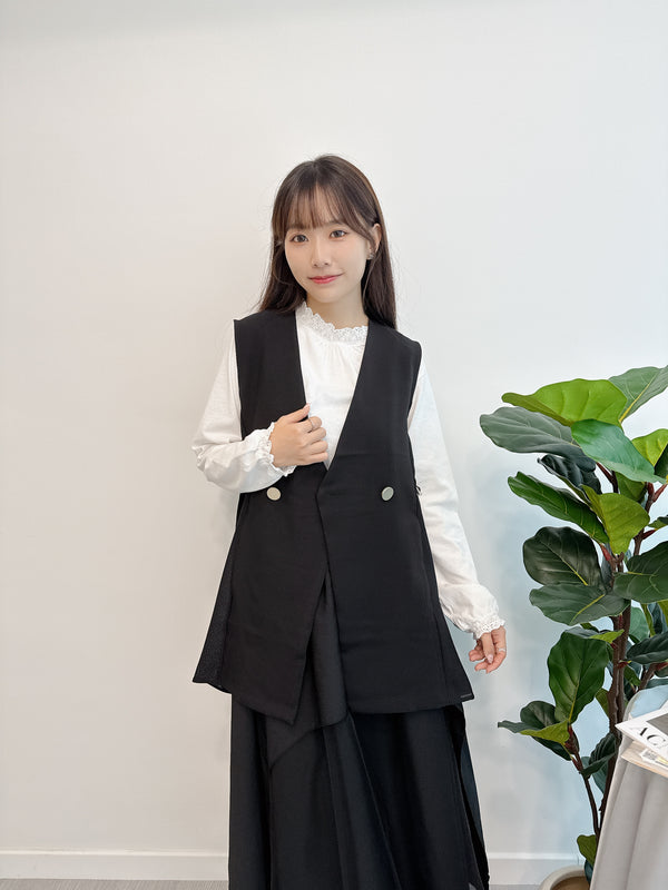 2509017 MAI Back Frill and Waist Long Vest