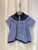 2405055 VE Laced Collar Short Sleeves Button Pullover - Blue