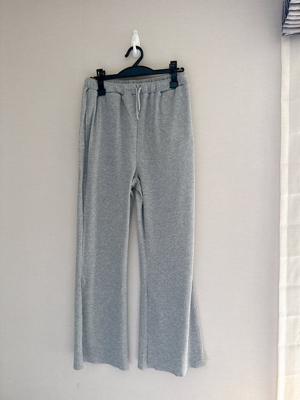2508026 MM Cut Rib Flare Easy Pants - Grey