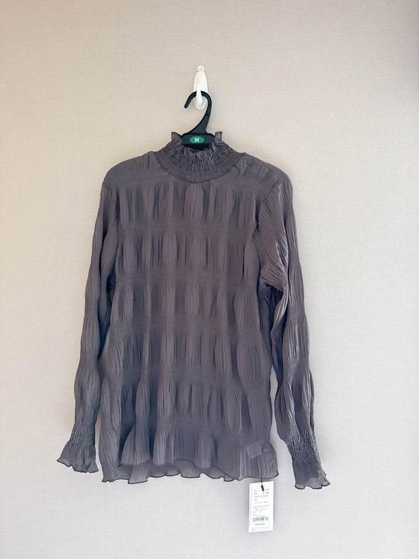 2508049 TU Shirred Chiffon Blouse - Charcoal