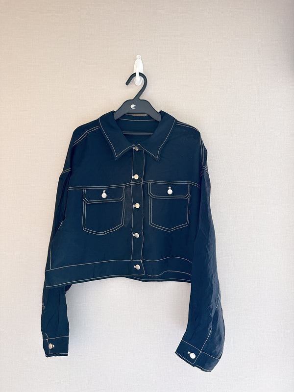 2508039 ON Sheer Denim Style Jacket - Black