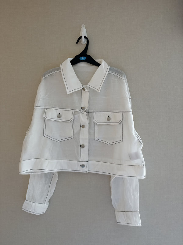 2508039 ON Sheer Denim Style Jacket - White