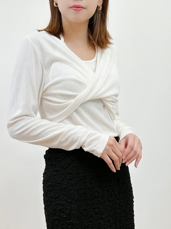 2402025 SAL 2 in 1 Knit Top - White