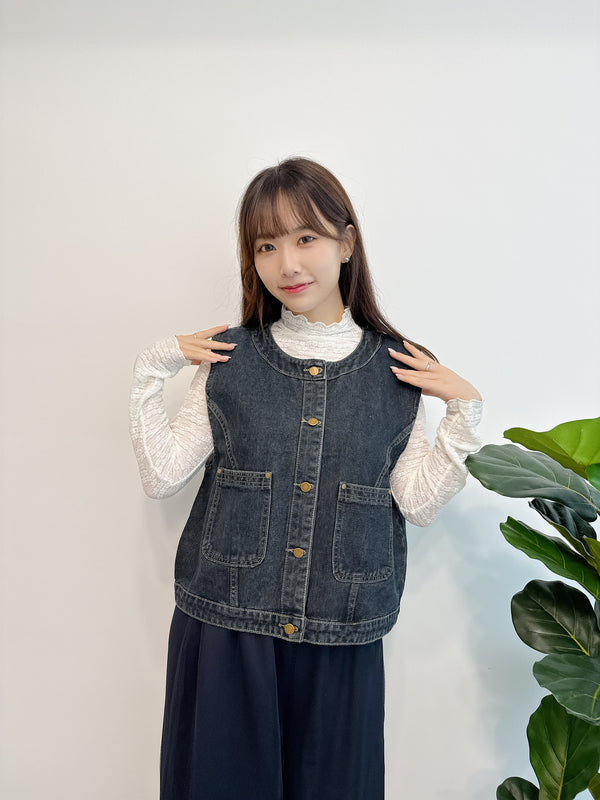 2509027 TU Denim Collarless Vest