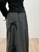 2401186 KR Side Ribbons Skirt - Charcoal