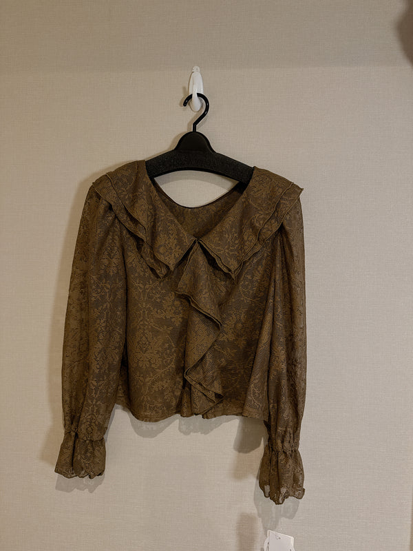 2508079 INC Ruffle Lace Blouse - Brown