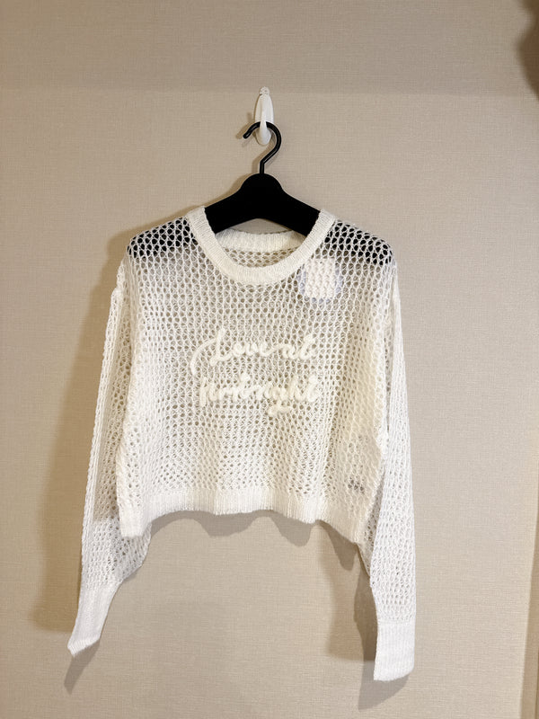 2508115 EST Words Knit Top - White