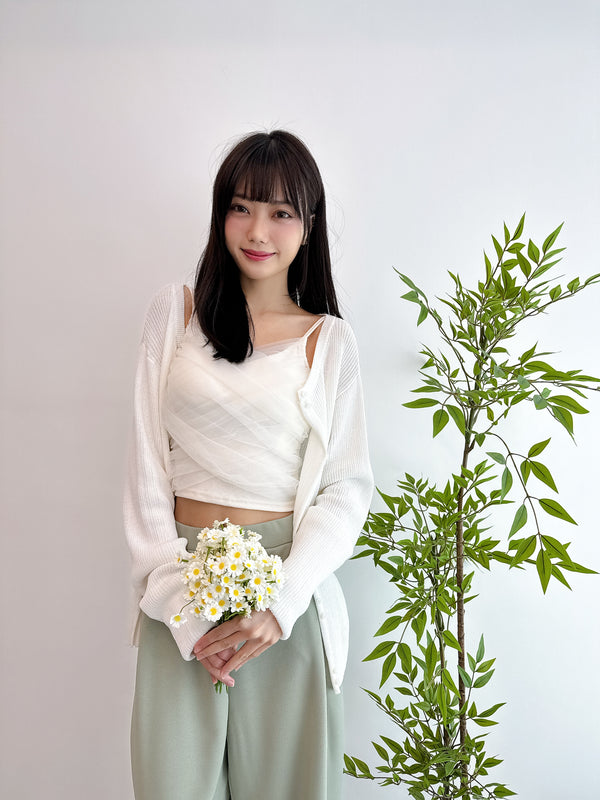 2503020 BL Cupped Tulle Layer Camisole - Beige
