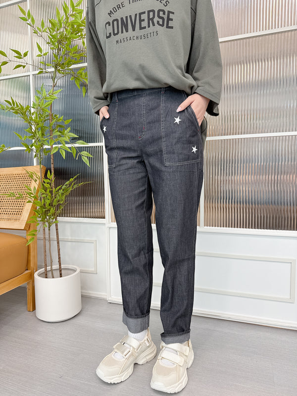 2507151 SE Stars EMB Denim Pants - Black ( Size LL 已售完 ）