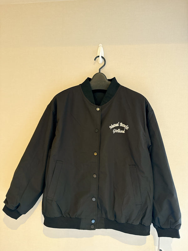 2508152 SO Back Ribbons Baseball Jacket - Black