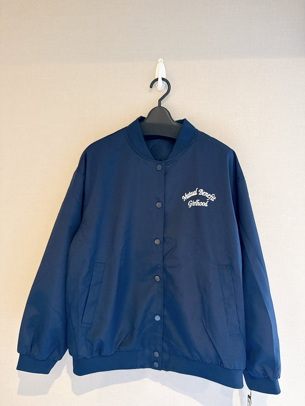 2508152 SO Back Ribbons Baseball Jacket - Navy