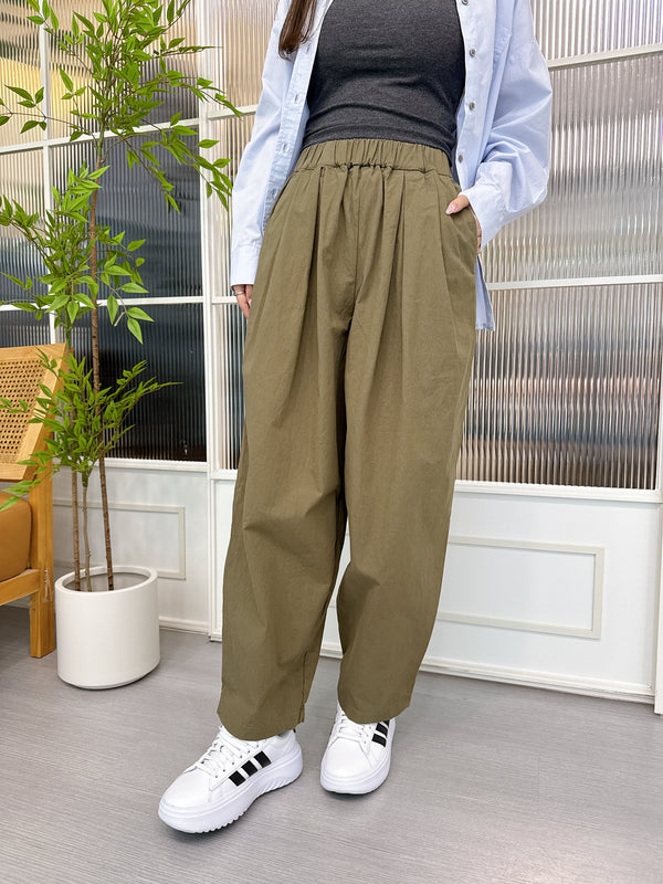 2509032 34 Dump & Denim Tuck Easy Pants - Khaki